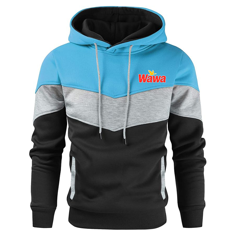 Men's Wawa Gas Station  Gesean  Novelty Color Block Pullover Fleece Hoodie Long Sleeve Casual